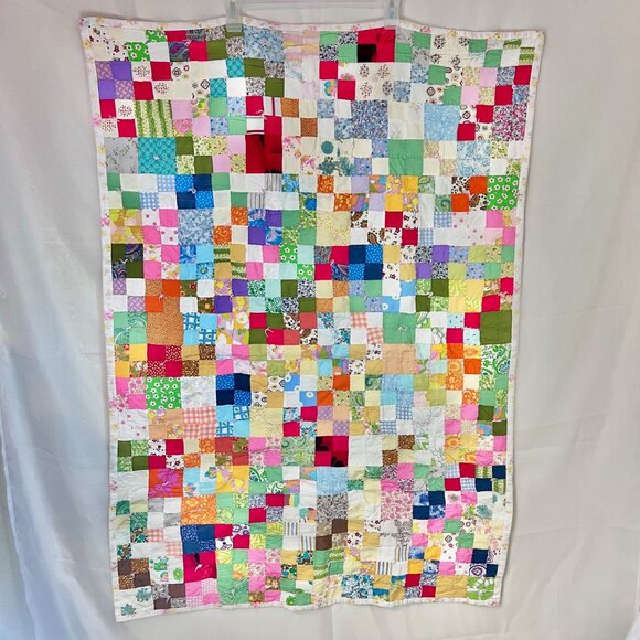Quilted baby Blanket VTG Baby Patchwork Blanket 1968 Vtg Quilt Patchwork Quilt